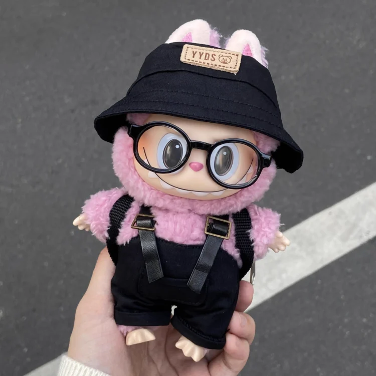 Labubu Outfit - Black Outfit (Overalls + Hat + Glasses)